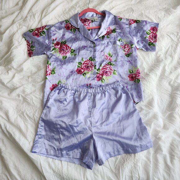 Intimates Audrey Lane Pajama set Button Down Shirt with Shorts Size M - Picture 1 of 7